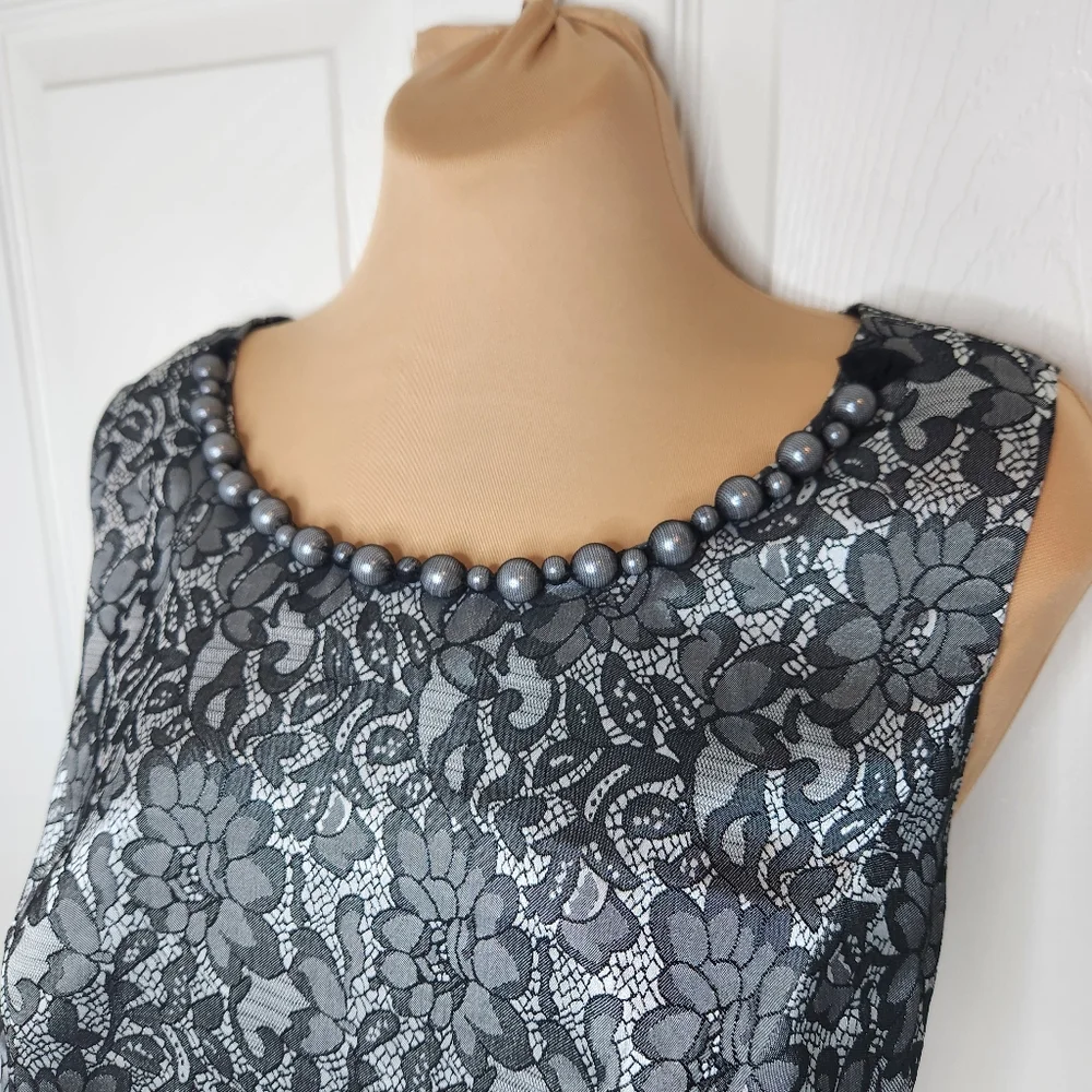 Lane Bryant Lace Jeweled Dress Black White Grey Size 20 NWT Wedding